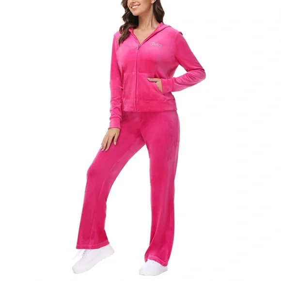 Juicy Couture Pink Velour Tracksuit- M - Picture 1 of 10